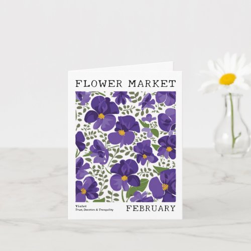 Violet Birth Flower Market February Birthday Card