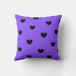 Violet Black Cute Cozy Modern Romantic Chic Heart Throw Pillow