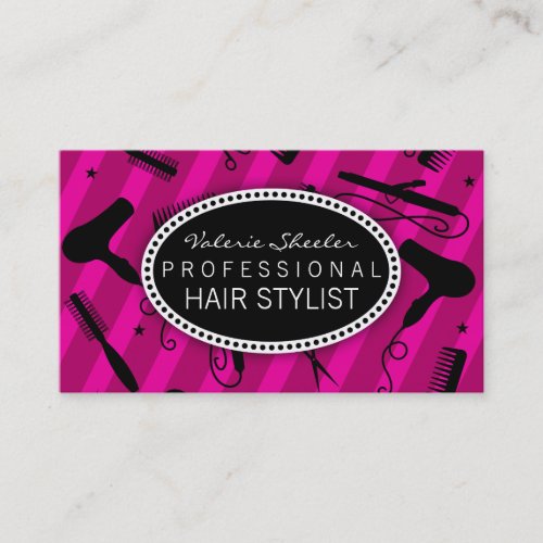 Violet &amp; Black Hair Salon Tools Business Cards