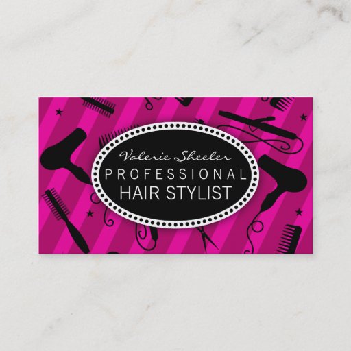 Customizable Violet &amp; Black Hair Salon Tools Business Cards