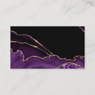 Violet Black Marble Agate Dark Glamor Golden Business Card