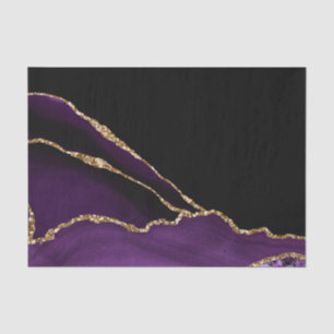 Violet Black Marble Agate Dark Glamor Golden Tissue Paper