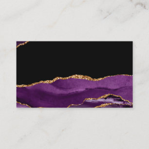 Violet Black Marble Agate Gold Glitter Luxury Chic Business Card