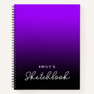 Violet Black Ombre Personalized Sketchbook Notebook
