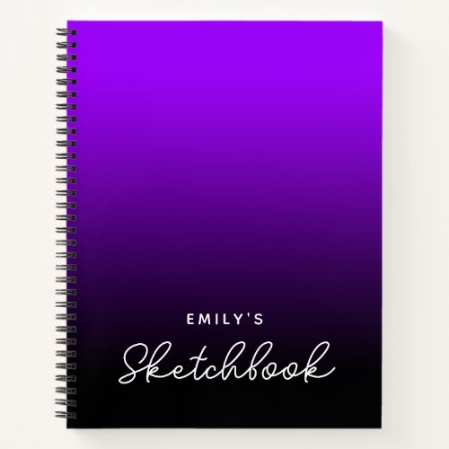 Violet Black Ombre Personalized Sketchbook Notebook