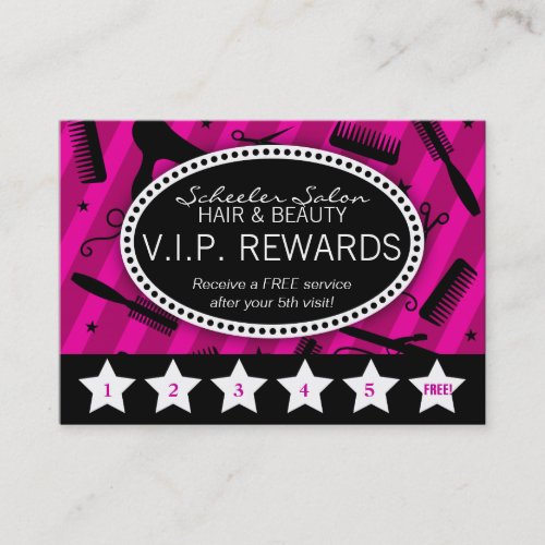 Violet &amp; Black Salon Loyalty Business Card Template