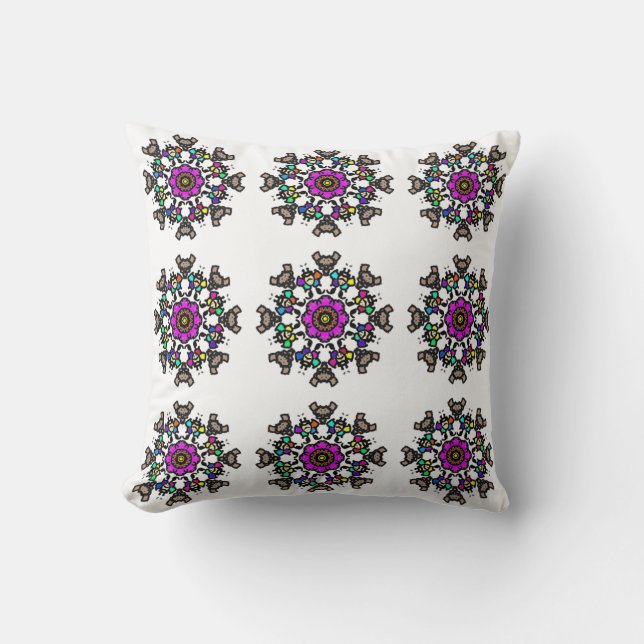 Violet Bloom Orbit Throw Pillow (Front)