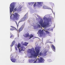 Violet Blooms Watercolor Purple Flowers Painted