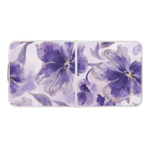 Violet Blooms Watercolor Purple Flowers Painted Beer Pong Table