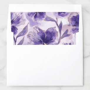 Violet Blooms Watercolor Purple Flowers Painted Envelope Liner