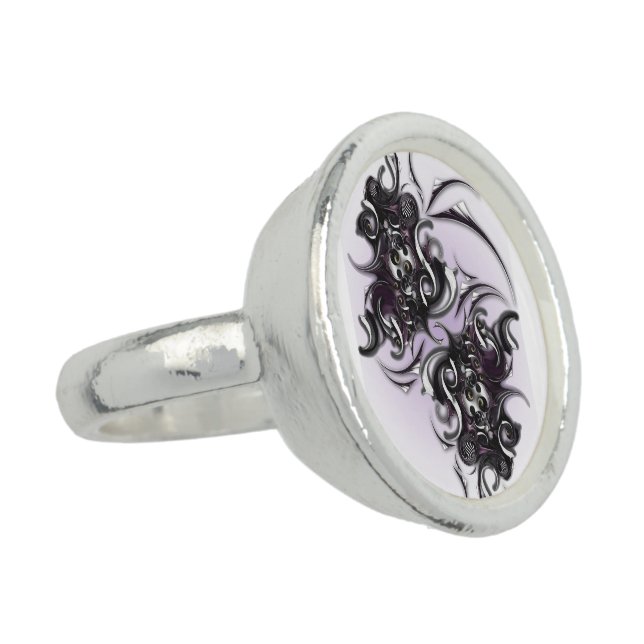 "Violet Blossom Abstraction", Round Ring (Side)