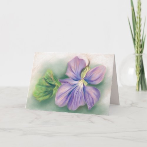 Violet Blossom and Leaf Pastel Birthday Card
