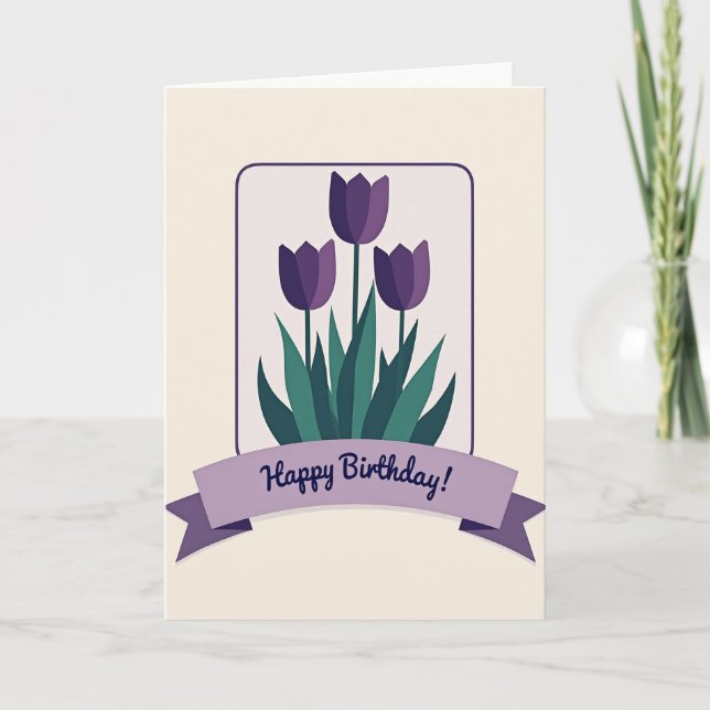 Violet Blossom Birthday Card (Front)