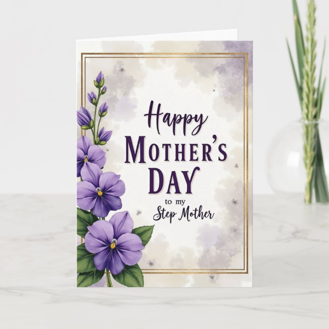 Violet Blossoms Mothers Day Card (Front)