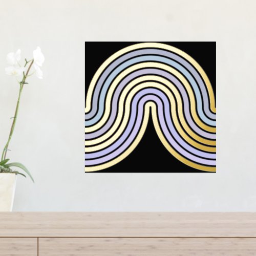 Violet Blue Abstract Wave Lines Art Pattern Gold Foil Prints