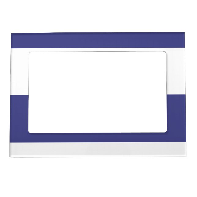 Violet Blue and White Simple Extra Wide Stripes Magnetic Frame (Front)