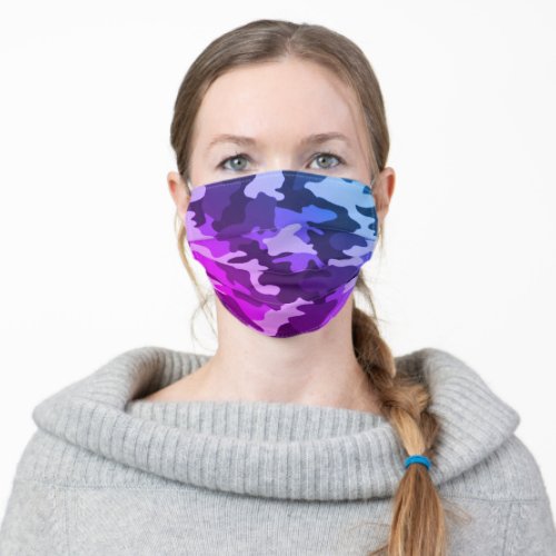 Violet  Blue Camouflage Adult Cloth Face Mask