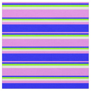 Violet, Blue, Chartreuse & Light Cyan Lines Fabric
