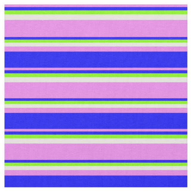 Violet, Blue, Chartreuse & Light Cyan Lines Fabric (Close Up)