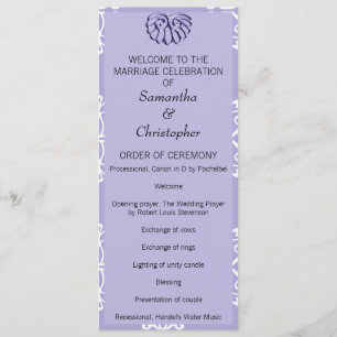 Violet Blue Damask Wedding Program