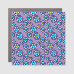 Violet Blue Flowers Pattern Car Magnet
