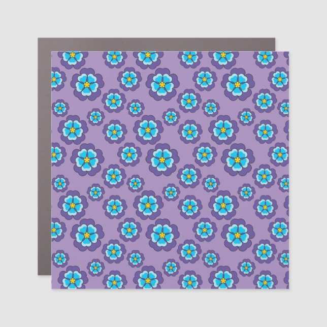 Violet Blue Flowers Pattern Car Magnet (Front)