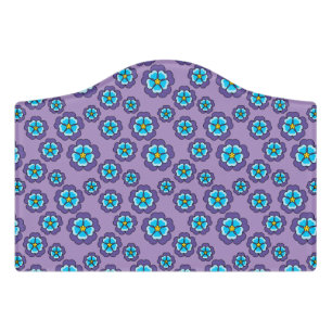 Violet Blue Flowers Pattern Door Sign
