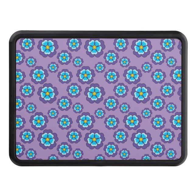 Violet Blue Flowers Pattern Hitch Cover (Front)