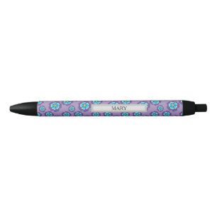 Violet Blue Flowers Pattern Personalize Pen