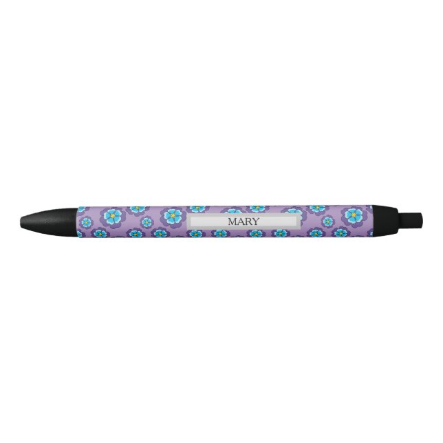 Violet Blue Flowers Pattern Personalize Pen (Front)