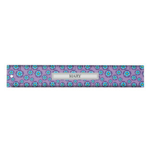 Violet Blue Flowers Pattern Personalize Ruler