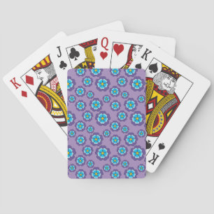 Violet Blue Flowers Pattern Poker Cards