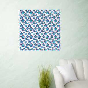 Violet Blue Flowers Pattern Wall Decal