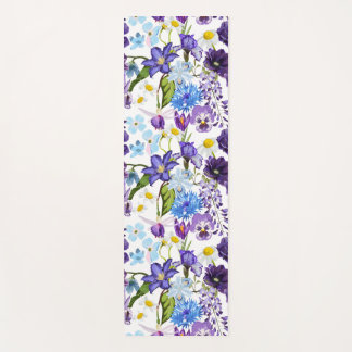 Violet blue garden flowers. yoga mat