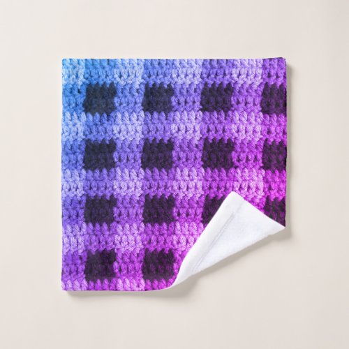 Violet Blue Gingham Plaid Artisan Crochet Print  Wash Cloth