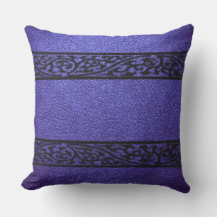 Violet Blue Leather Throw Pillow