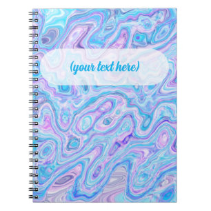 Violet Blue Marble Texture Abstract Liquid Paint Notebook