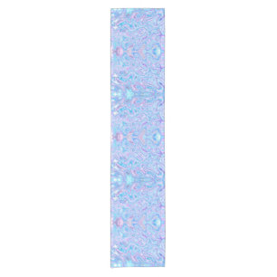 Violet Blue Marble Texture Abstract Liquid Paint Short Table Runner