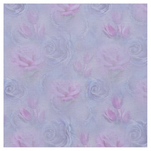 Violet-blue Watercolour Roses & Tulips Fabric