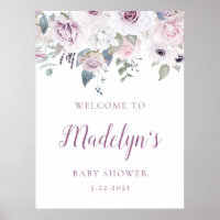 Violet Blush | Floral Baby Shower Welcome Poster
