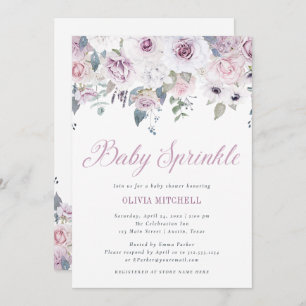 Violet Blush Floral Baby Sprinkle Invitation