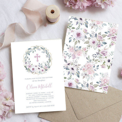 Violet Blush | Floral Baptism with Cross