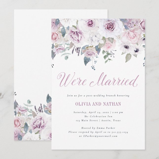 Violet Blush | Floral Post Wedding Celebration Invitation (Front/Back)