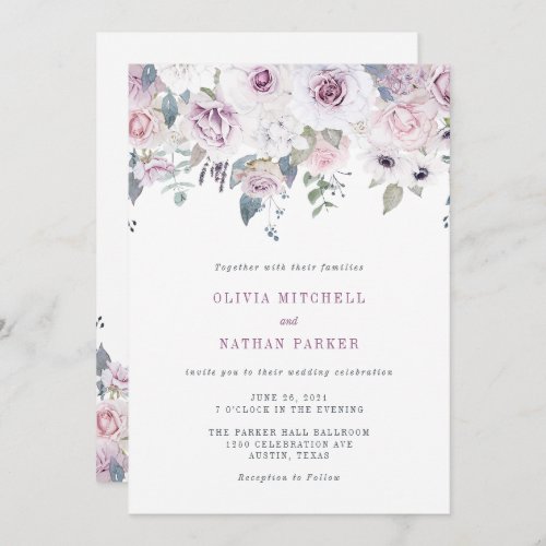 Violet Blush  Floral Wedding Invitation