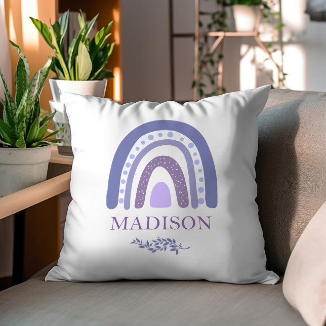 Violet Boho Rainbow Personalized Throw Pillow (Creator Uploaded)