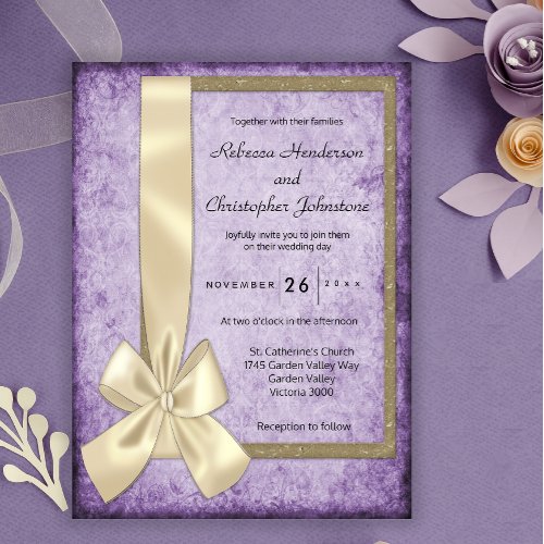 Violet Boho Rustic Wedding  Invitation