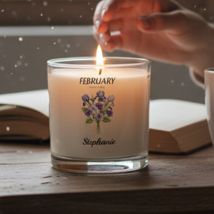 Violet Botanical Purple Watercolor Scented Candle