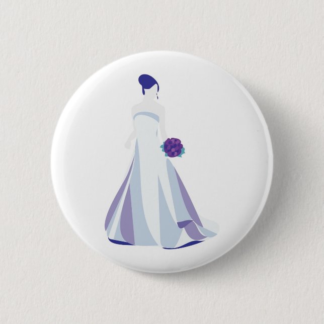 Violet Bouquet Bride Pinback Button (Front)