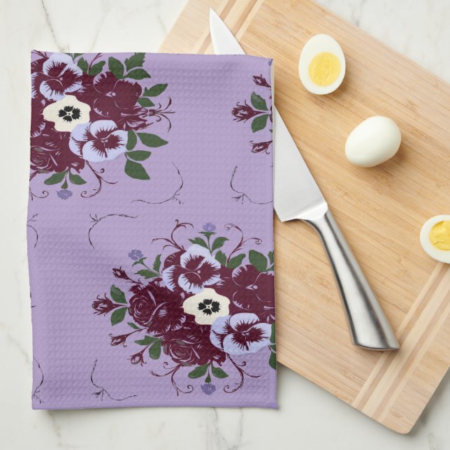 Violet Bouquet Dish Towel (Quarter Fold)