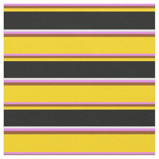 Violet, Brown, Yellow, Black & Mint Cream Lines Fabric